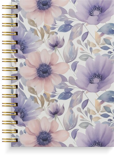 Spiralbok BURDE A5 Flowers lilla Spiralbok BURDE A5 Flowers lilla