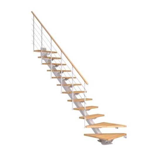 Dolle Sydney L trapp Hvit 9016 style 6 oljeret Bøk 75 11 Loddret Høyde 222 270cm