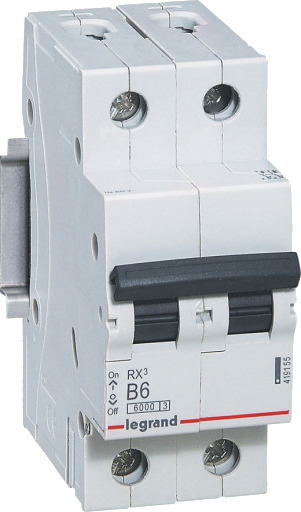 Legrand 6 stk RX³ MCB automatsikring B6 2P 2M 6kA
