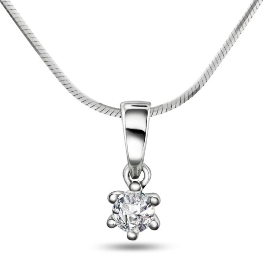Pan Jewelry, Ingrid enstens anheng i 585 hvitt gull med diamant 0,20 ct