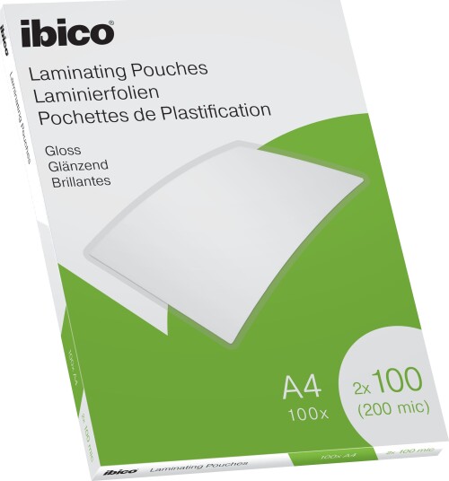 Ibico Ibico Skinnende A4 Lamineringslommer 100 Mikron Krystallklare 100 Stk. Ibico Ibico Skinnende A4 Lamineringslommer 100 Mikron Krystallklare 100 Stk.