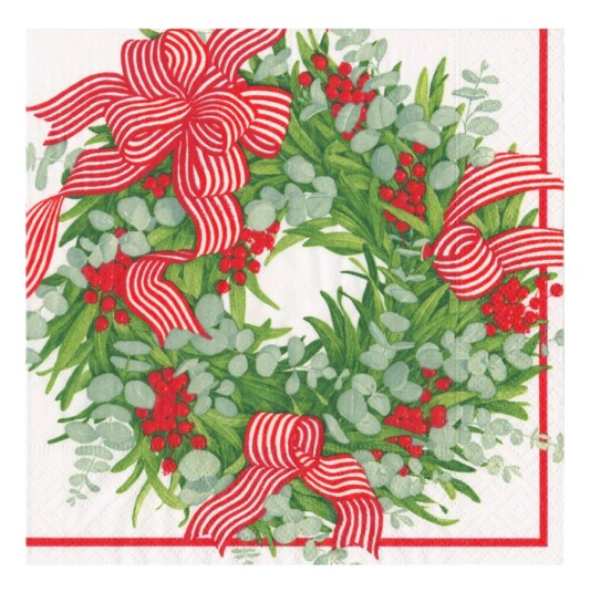Ribbon Stripe Wreath lunsj servietter