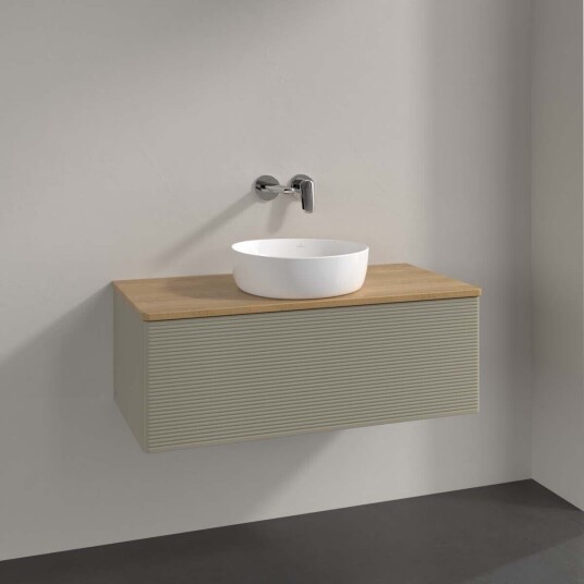 Villeroy & Boch  Antao Servantskap med 1 skuff 100x50x36 cm m/lys Steingrå/Eik