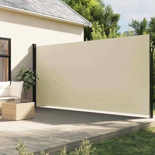  Uttrekkbar sidemarkise kremhvit 200x500 cm 4004460