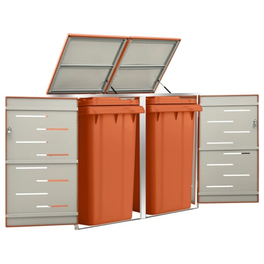 vidaXL Søppeldunkskur dobbelt 138x77,5x115,5 cm rustfritt stål