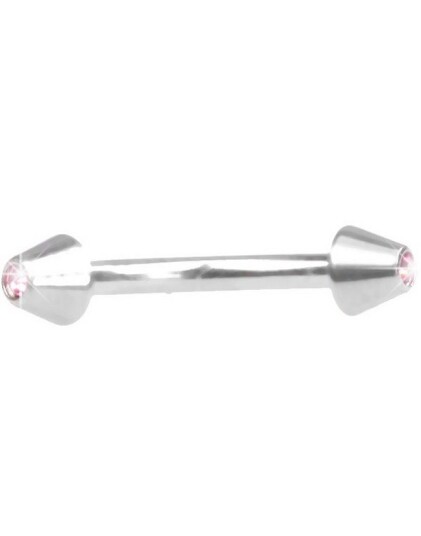 Utgått Dual Spike with Pink Diamond 1.2 x 8 mm Øyenbrynspiercing