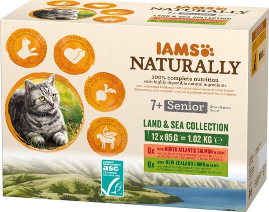 Iams Våtfôr Senior Naturally Land & Sea Collection 12 X 85 G