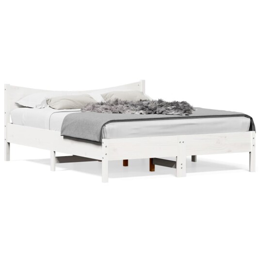 Sengeramme med hodegavl hvit 150x200 cm heltre furu 8721012454699