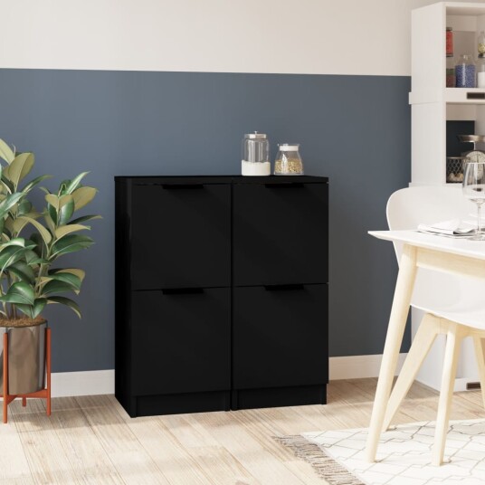 vidaXL Skjenker 2 stk svart 30x30x70 cm konstruert tre vidaXL Skjenker 2 stk svart 30x30x70 cm konstruert tre