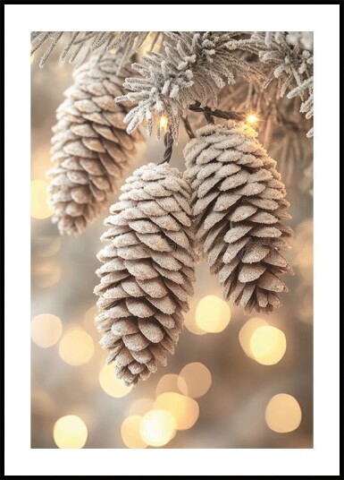 Frosted Pine Cones Christmas Decoration Plakat Plakat / 30x40cm
