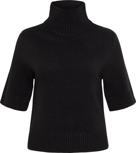 Gina Tricot Short Sleeve Knitted Polo Top   BLACK (9000)   S