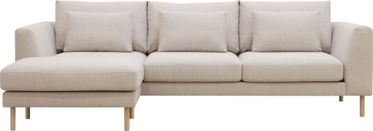 Florenz 3 seters Venstrevendt L formet Sjeselongsofa i Stoff Beige