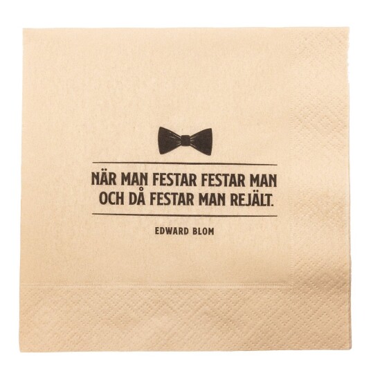 Edward Blom Serviett När Man Festar 33x33 cm 20 stk beige