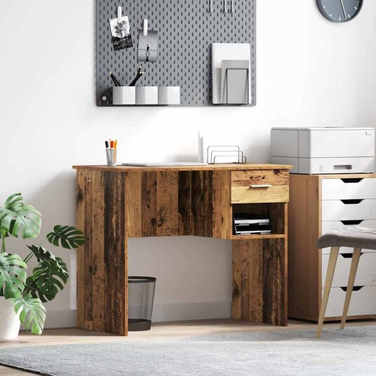  Skrivebord med Oppbevaring Gammelt Tre 90x49.5x75 cm Konstruert Tre