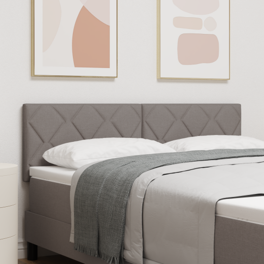 LED Sengegavl Diamantblokker Design Taupe 144 cm Tekstil