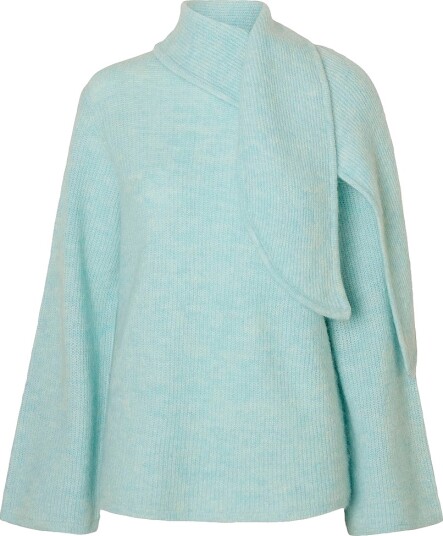 Selected FEMME Pullover slfLlulu LS Bow Knit Blå Selected FEMME Pullover slfLlulu LS Bow Knit Blå