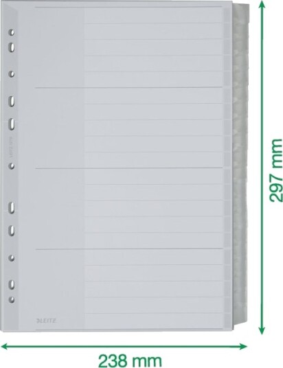 Leitz Inndeler 20 Deler Fortrykt: A Z 1 20 For A4 210 X 297 Mm Med Fliker Grå Leitz Inndeler 20 Deler Fortrykt: A Z 1 20 For A4 210 X 297 Mm Med Fliker Grå