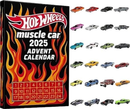 Hot Wheels Muscle Cars 2025 Adventskalender 24 dager med lekebiler