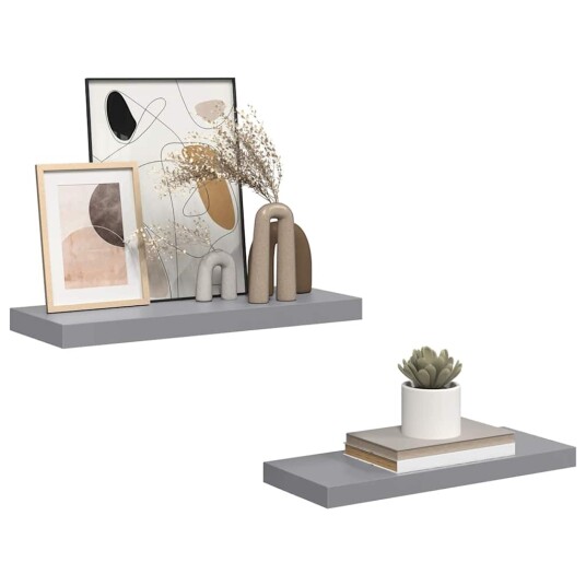 vidaXL Flytende vegghyller 2 stk gr? 60x23,5x3,8 cm MDF