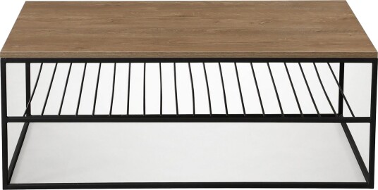 Falan Sofabord 95 cm med Hyller Ribber - Brun/Eik
