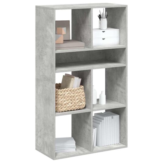 Bokhylle betonggrå 66x31x112 cm konstruert tre