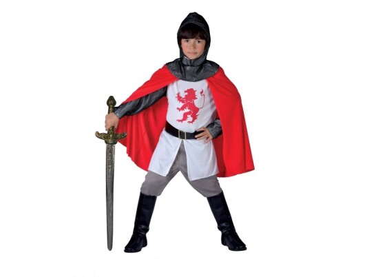 Knight Deluxe Costume (Tunic, Trousers, Cloak, Headgear, Belt And Boot Covers)  - 6-8 Years