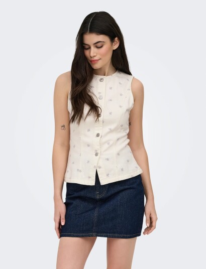 ONLY Onlnaomi Aop Waistcoat Otw Cream S ONLY Onlnaomi Aop Waistcoat Otw Cream S