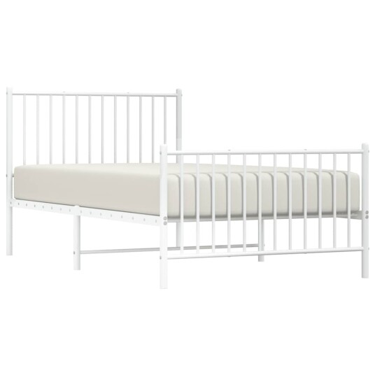 vidaXL Sengeramme i metall med hode- og fotgavl hvit 100x190 cm
