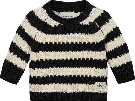 Calvin Klein Genser Strikk Stripe Black/Whitecap Calvin Klein 1 år 80 Genser Hvit Svart
