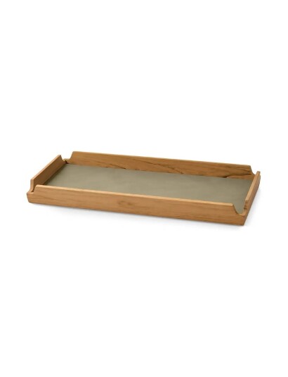 LIND DNA Teak Tray Square Slim Airy Nupo Herbal Dust/Teak   Khaki green   36.6X14.6X3.5CM