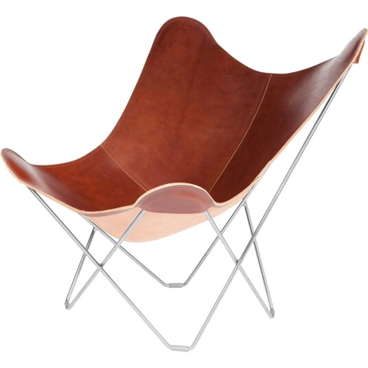 Cuero Pampa Mariposa Butterfly Stol Crude Oak/Chrome Cuero Pampa Mariposa Butterfly Stol Crude Oak/Chrome