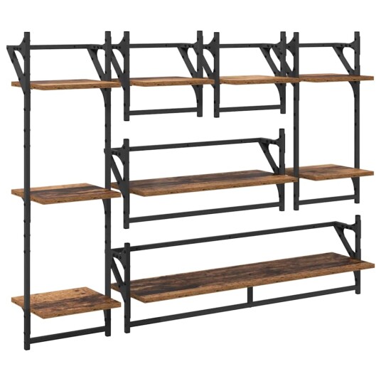  Vegghyllesett 6 pcs Gamle tre 100 x 25 x 30 cm Konstruert tre