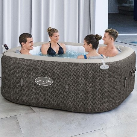 Lay-Z-Spa Cabo HydroJet 6 Brown Rattan 180x180x71cm Oppblåsbart Bestway Lay Z Spa Boblebad