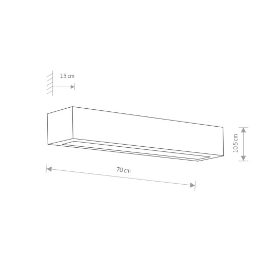 Euluna Vegglampe Gipsy av gips up/down kantet bredde 70cm