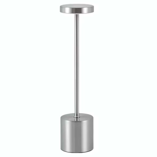Oppladbar LED Bordlampe i Metall Sølv