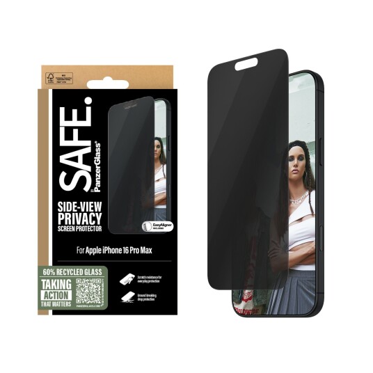 PanzerGlass SAFE Skjermbeskytter Privacy for iPhone 16 Pro Max - Ultra Bred Passform