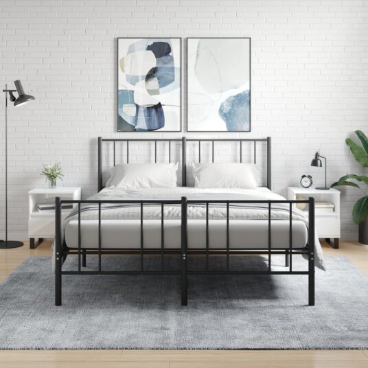 Nattbord 2 stk høyglans hvit 40x35x50 cm konstruert tre 8721012110243