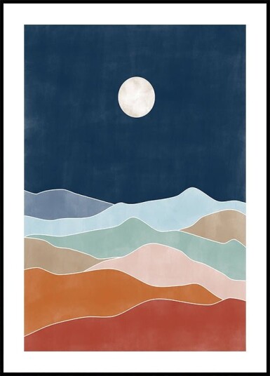 Moonlit Hill Scape  Poster Plakat / 30x40cm