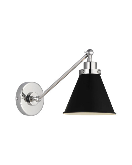 Visual Comfort Wellfleet Single Arm Cone Task Sconce Midnight Black/Nickel
