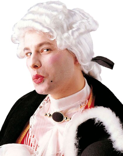 Barokkens Casanova Hvit Parykk med Hestehale