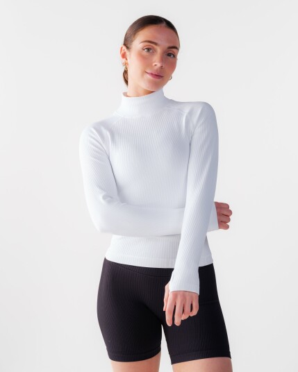Bumpro Perfect Rib Sweatshirt Turtleneck White S