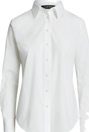 Lauren Ralph Lauren Core LS Skjorte Hvit med Brodert Logo - Dame XL
