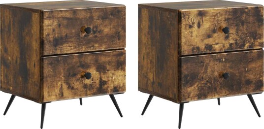  Nattbordskap 2 pcs Røkt Eik 43 x 34,5 x 47,5 cm Konstruert tre