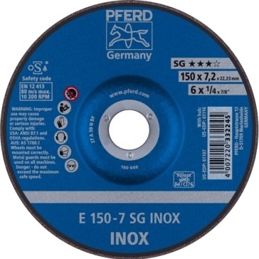 Pferd E 150 7 Sg Inox Metall 10200 Rpm 15 Cm 7,2 Mm 10 Stykker Pferd E 150 7 Sg Inox Metall 10200 Rpm 15 Cm 7,2 Mm 10 Stykker