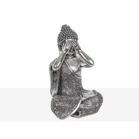 Romimex Dekorativ Figur Sølv Buddha 15 x 24 13 cm