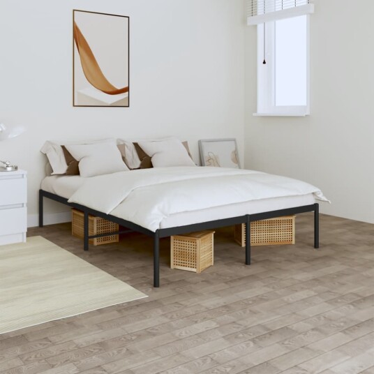 vidaXL Sengeramme i metall svart 160x200 cm