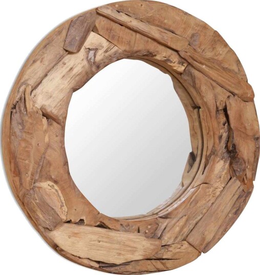 vidaXL Dekorativt speil teak 60 cm rundt