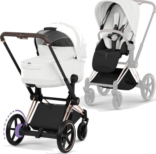 Cybex ePriam Style Collection Komplett Barnevogn New Generation Rose Gold/Off White