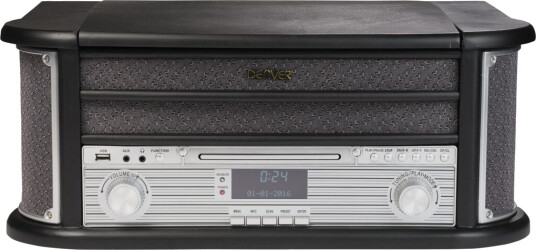 Denver Retro Musikksenter DAB+ med Platespiller og USB Svart
