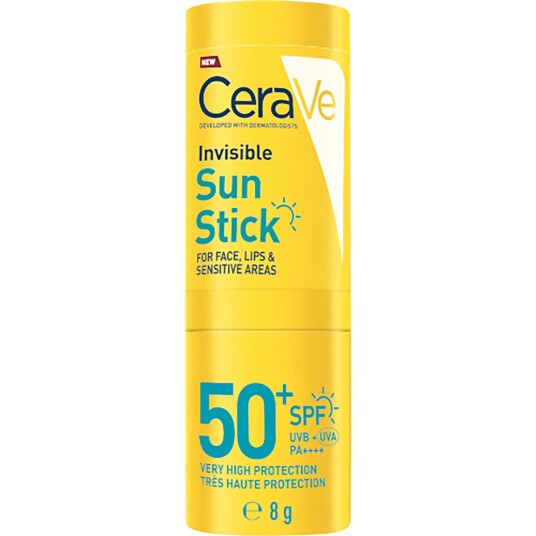 CeraVe Invisible Solstift SPF 50+ 8 g - Praktisk Solbeskyttelse for Ansikt og Lepper